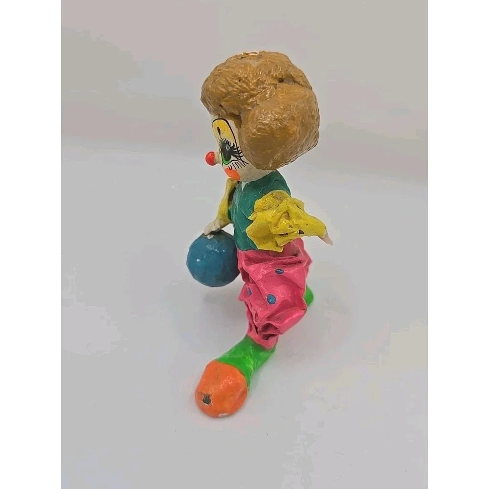 VTG Paper Mache Clown Bowling Whimsical Circus Decor